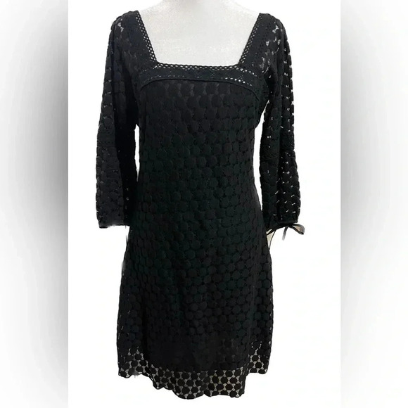 NWT Solitaire by Ravi Kholsa square neck crochet dress small - Picture 1 of 7
